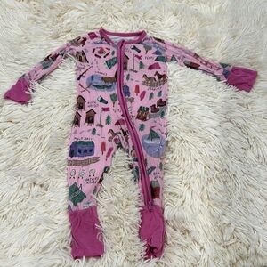 Little Sleepies Pink Adventure Print Footie